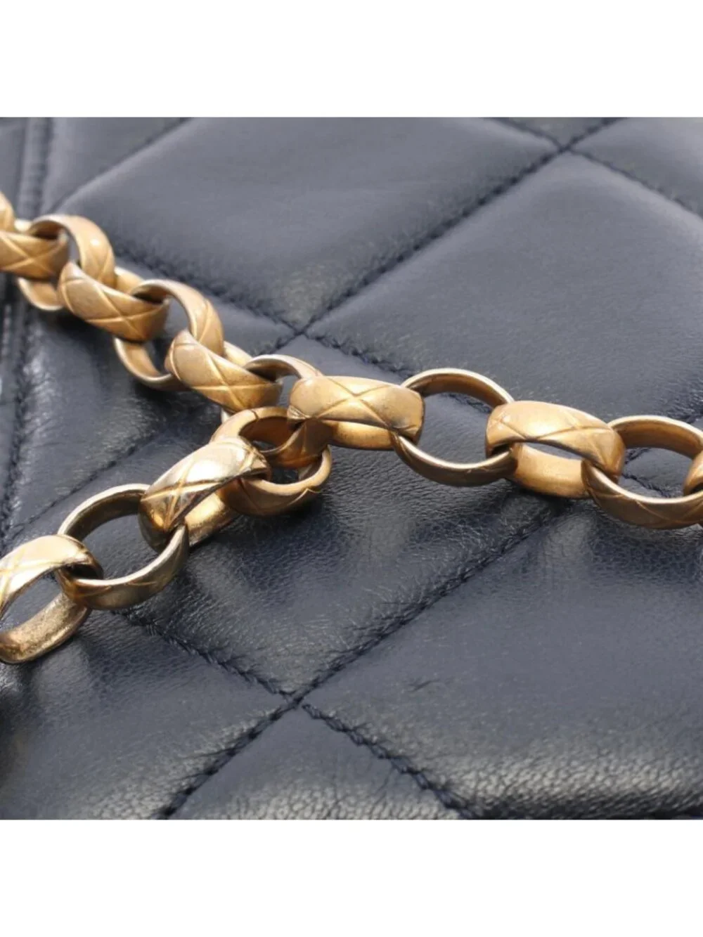 Chanel Shoulder Bag Quilted Navy Lambskin Small Flap Chain